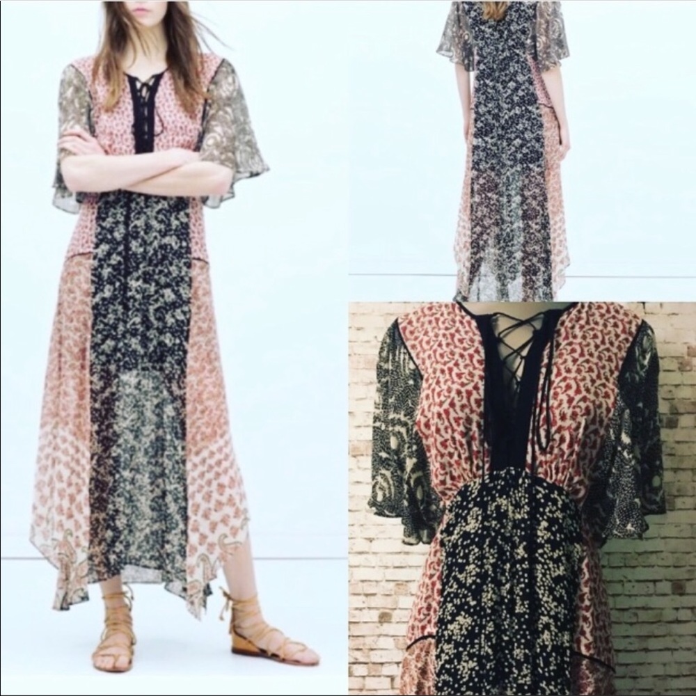 Zara Patchwork MIDI Dress